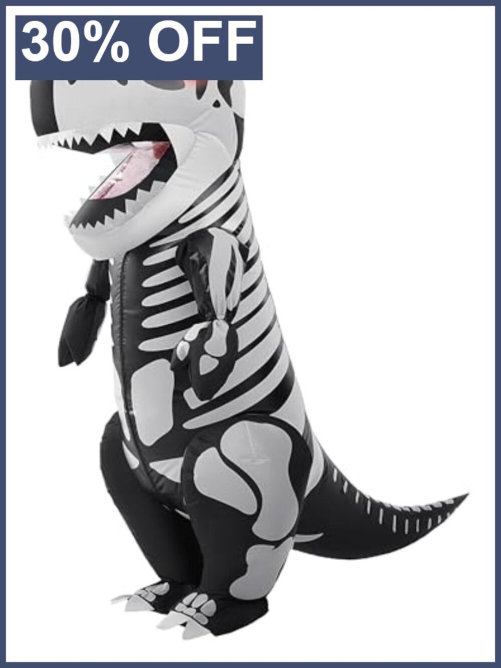 Kids Inflatable Skeleton Dinosaur T-Rex Costume LED Light Eyes Blow Up